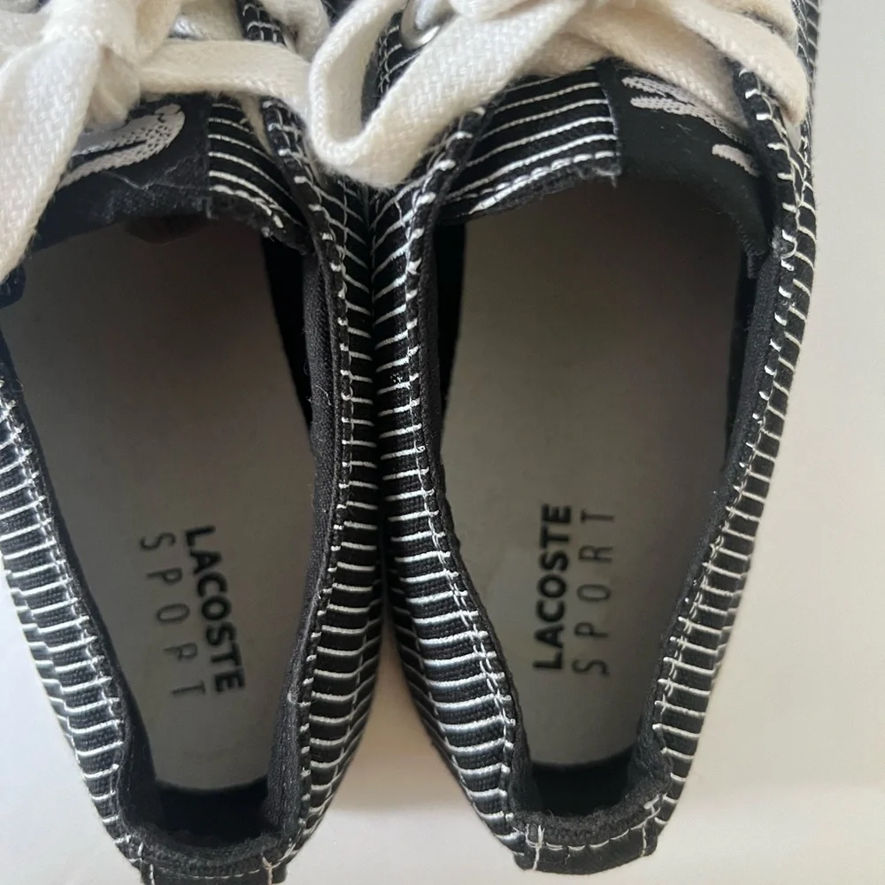 Lacoste Black and White Striped Sneakers